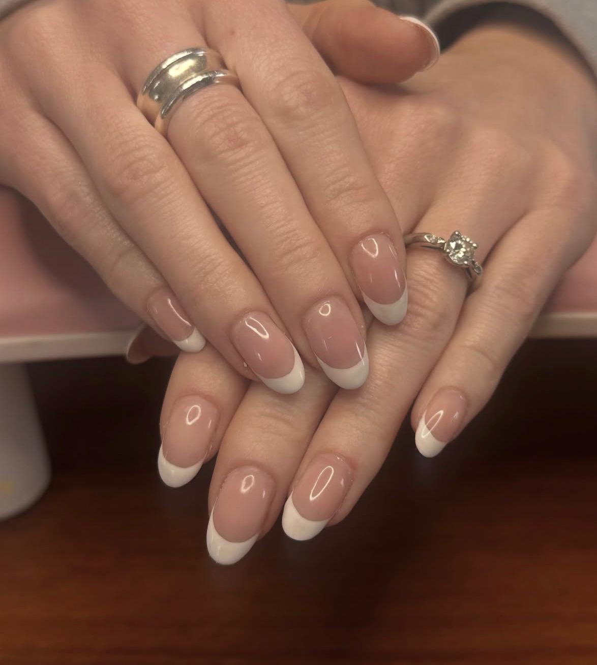 Classic glossy French manicure